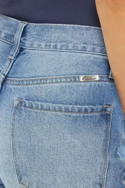 High Waist Chewed Up Straight Mom Denim Jeans