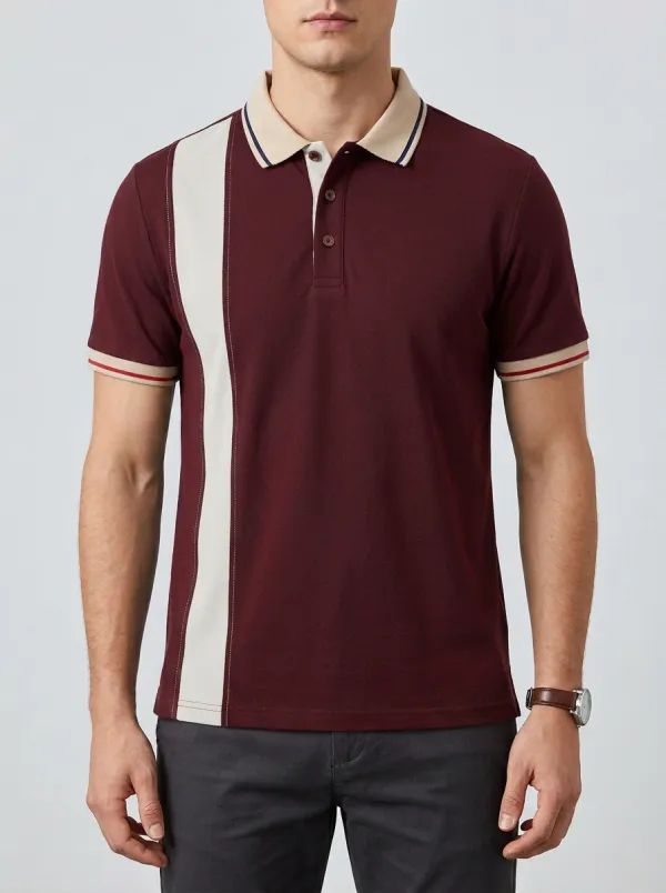 Men's Classic Comfort Vertical Stripe Printed Polo Shirt