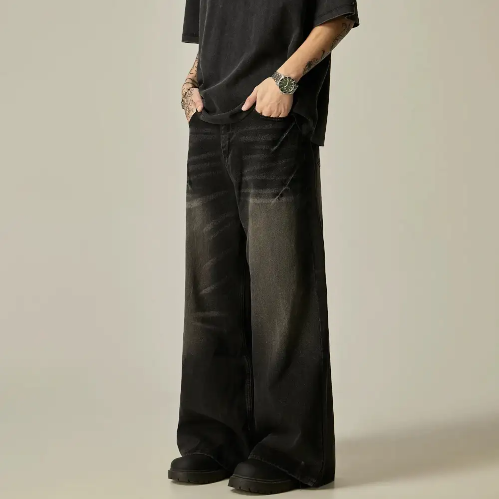 Ombre Fade Ultra-Wide Leg Denim Jeans