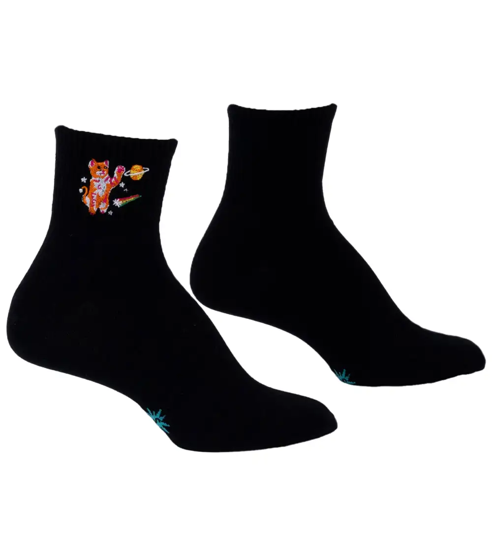 Cat Quarter-Crew Socks
