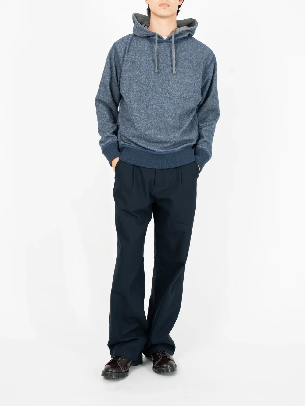 Navy Casual Style Long Sleeve Hoodie