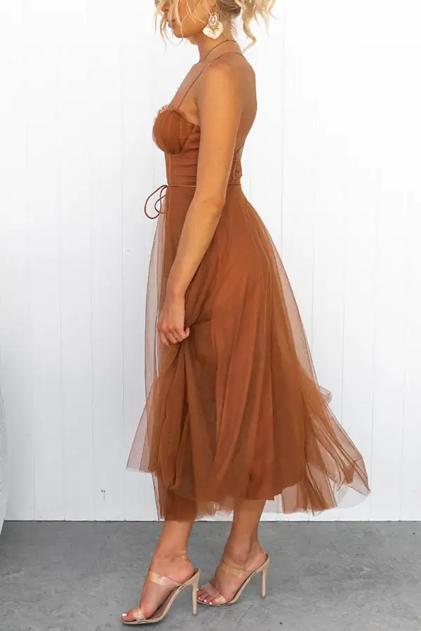  Corset Midi Dress Tulle A Line Design