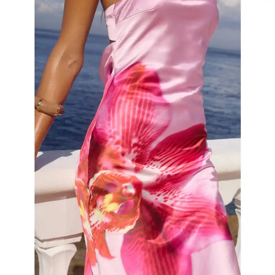 Relaxed Printed Tube Maxi Dress