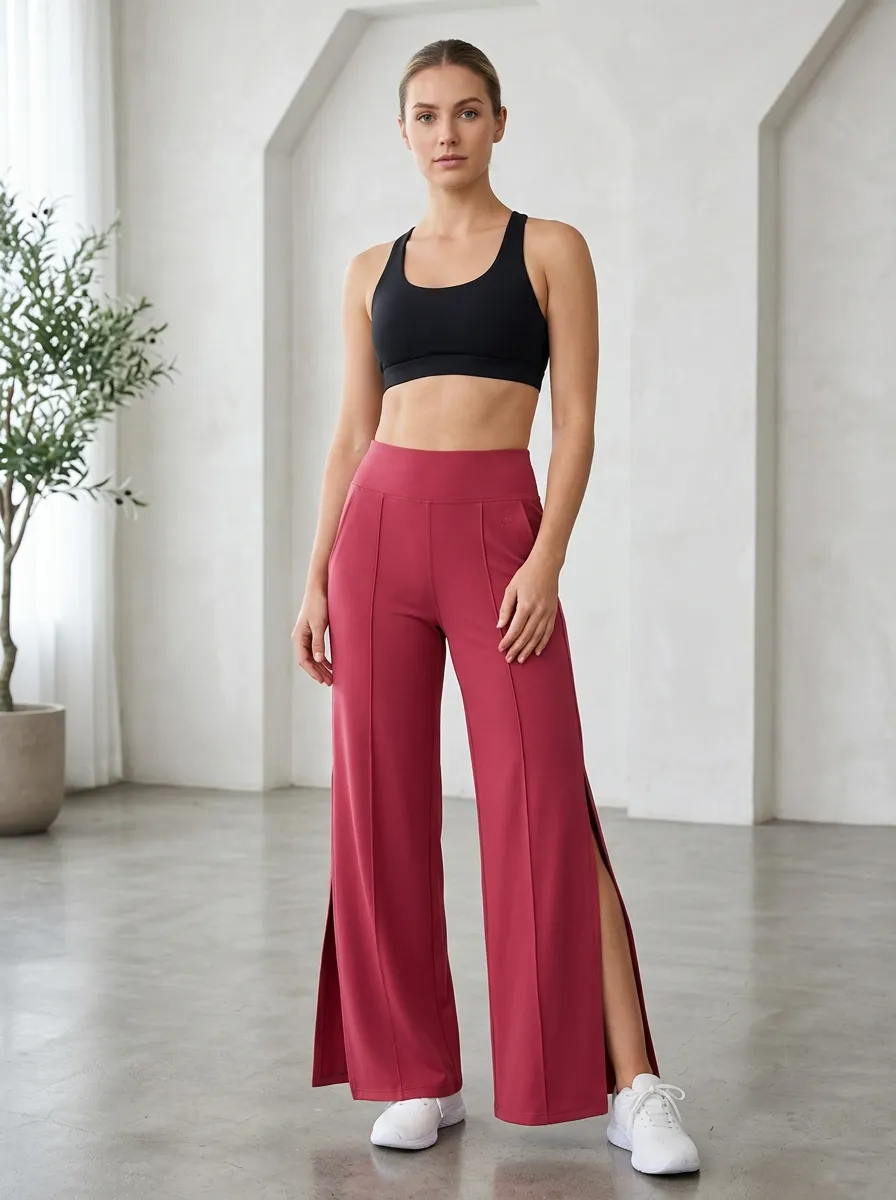 Relaxed Fitness Women's Wide Leg Slit Yoga Pants