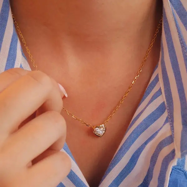 Classic Diamond Solitaire Heart Necklace
