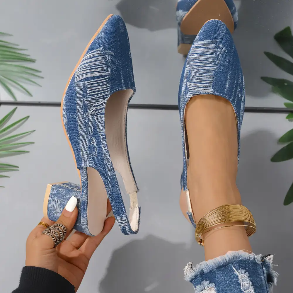 Textile Upper Pointed Toe Stiletto Sandals
