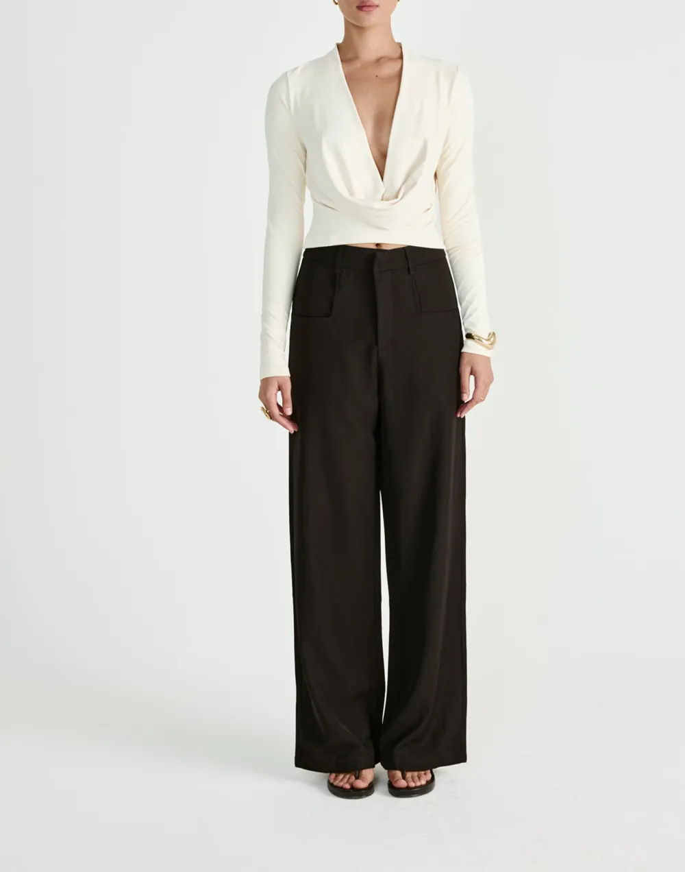 Creative Square Pocket Women's Wide Leg Pants