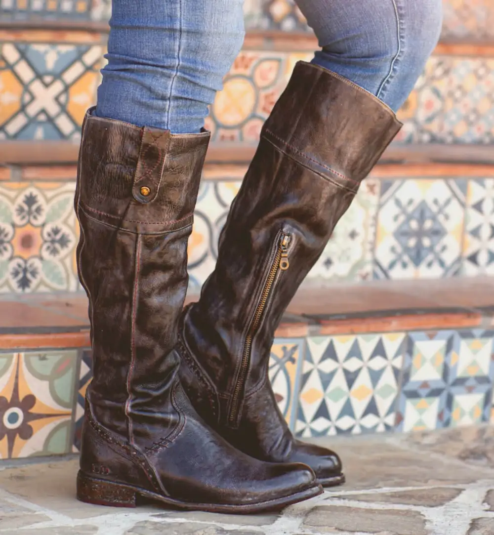 Lug-Sole Streamlined Wide-Calf Tall Boots