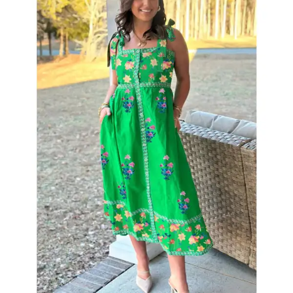 Tie Shoulder Midi Dress
