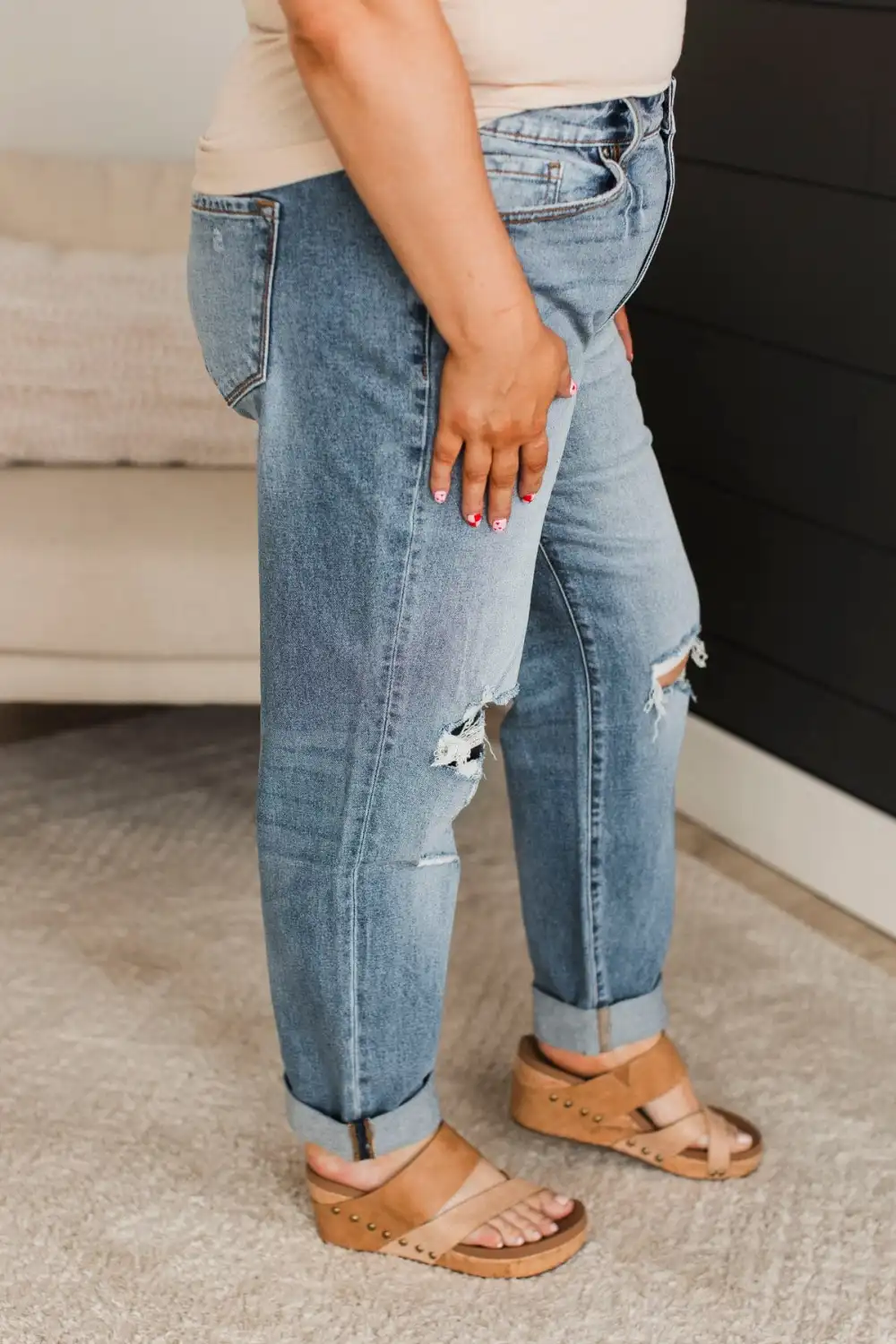 High-Rise Mom Distressed Jeans