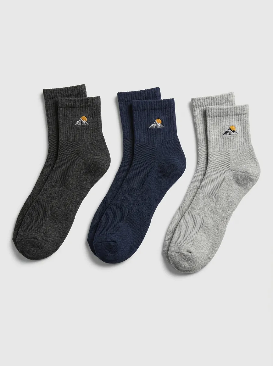 Men's Mountain Sun Embroidered Crew Socks Set