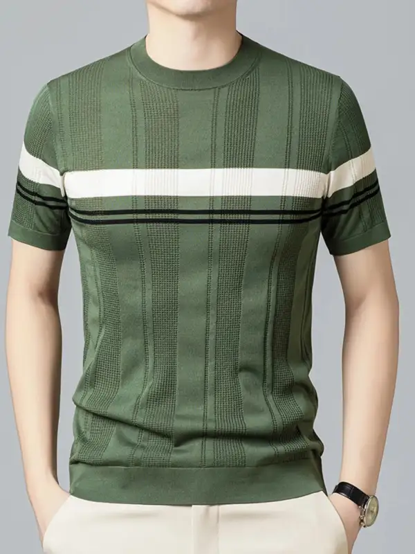 Striped Round-Neck Short-Sleeve T-Shirt