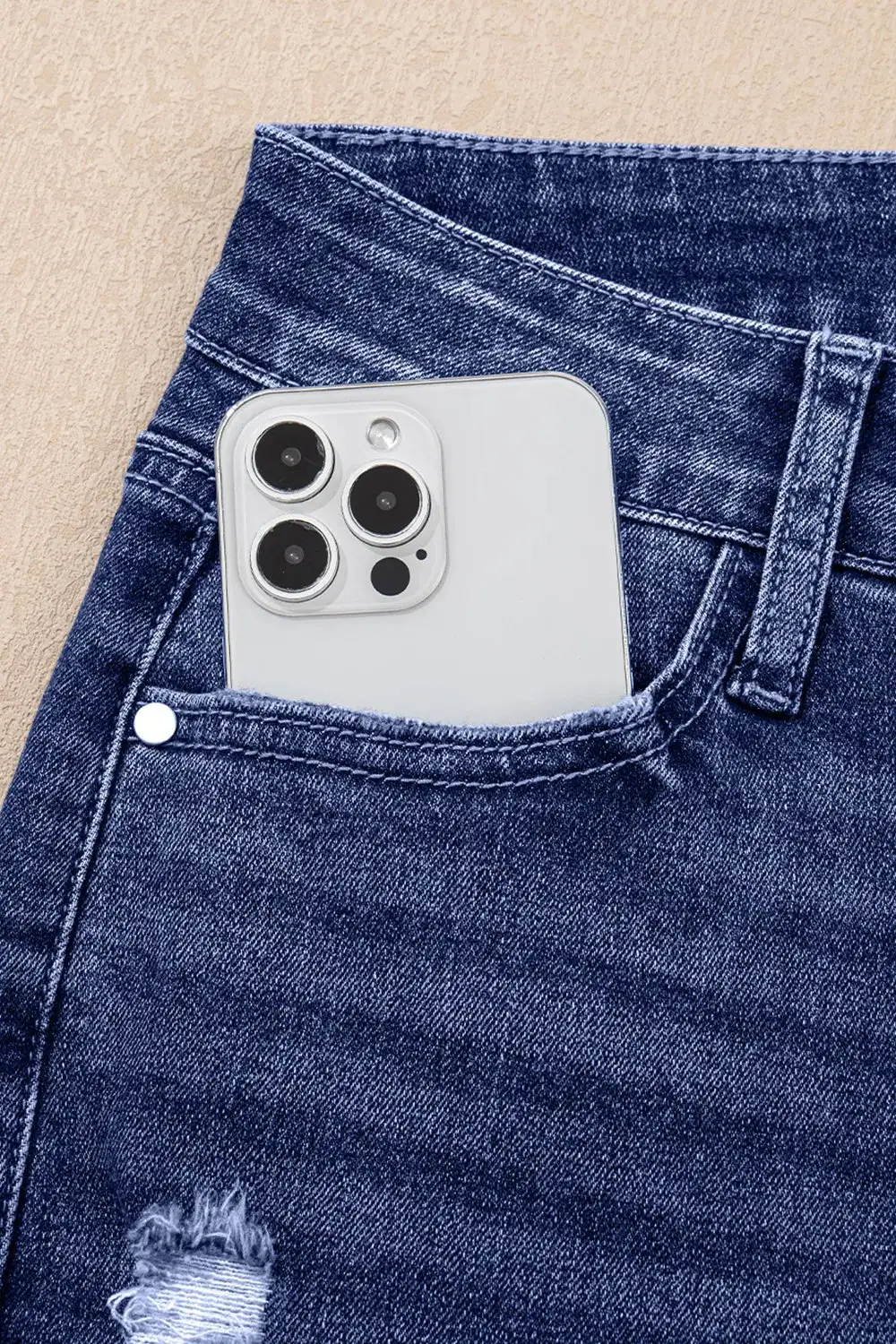 Relaxed High Waist Straight Leg Distressed Denim Jeans