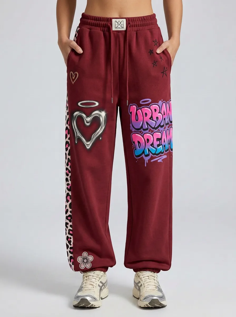 Women's Streetwear Urban Dream Graffiti Heart Printed Joggers