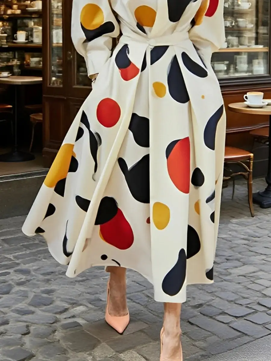 Polka Dot Long Shirt Maxi Dress