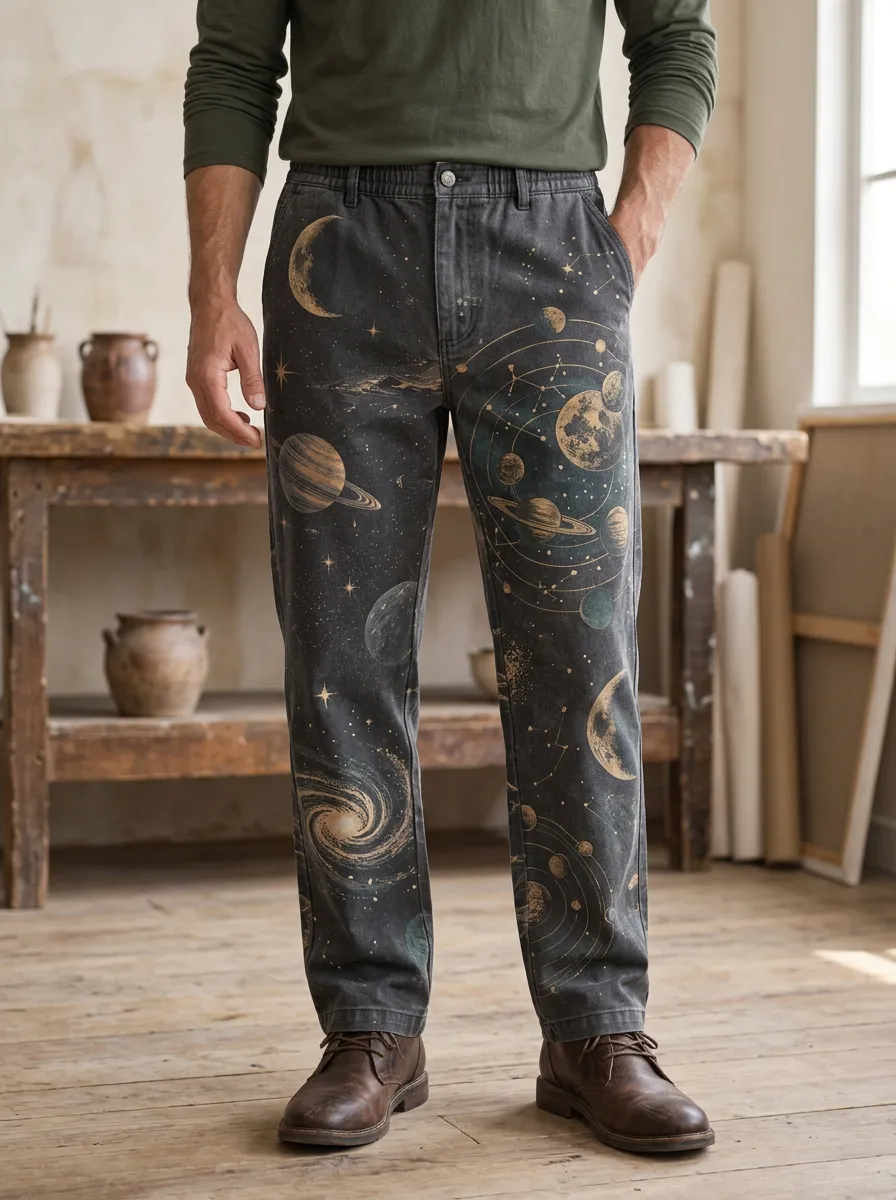 Men's Astronomy Lover Solar System Galaxy Printed Pants