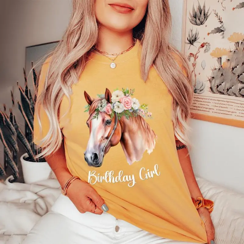 Horse Birthday Girl Party Outfit Pony Daughter Granddaughter Women's Oversized Comfort T-Shirt