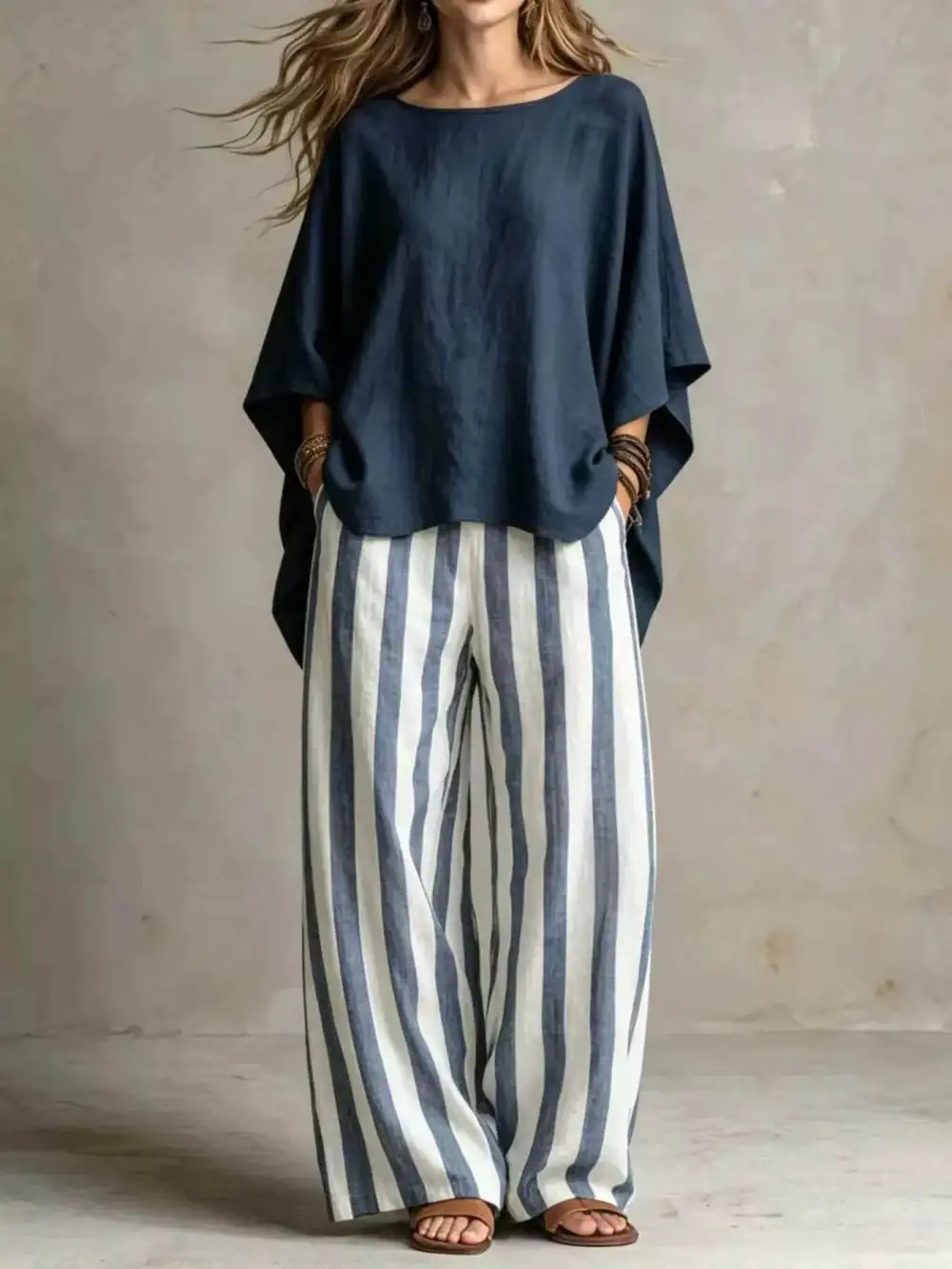 Full Size Solid Color Top and Pants Set Plus