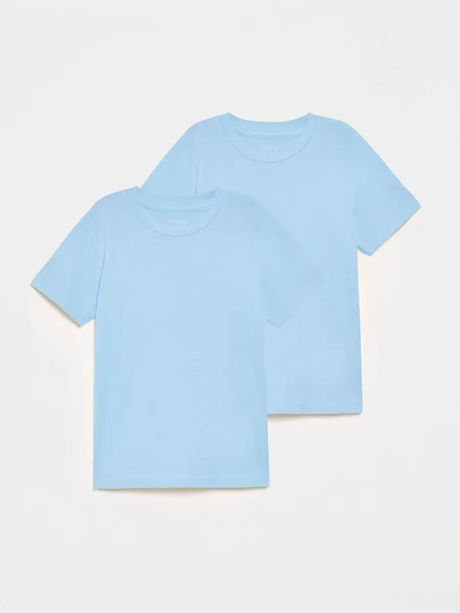 Light Blue Crew Neck School T-Shirt 2 Pack