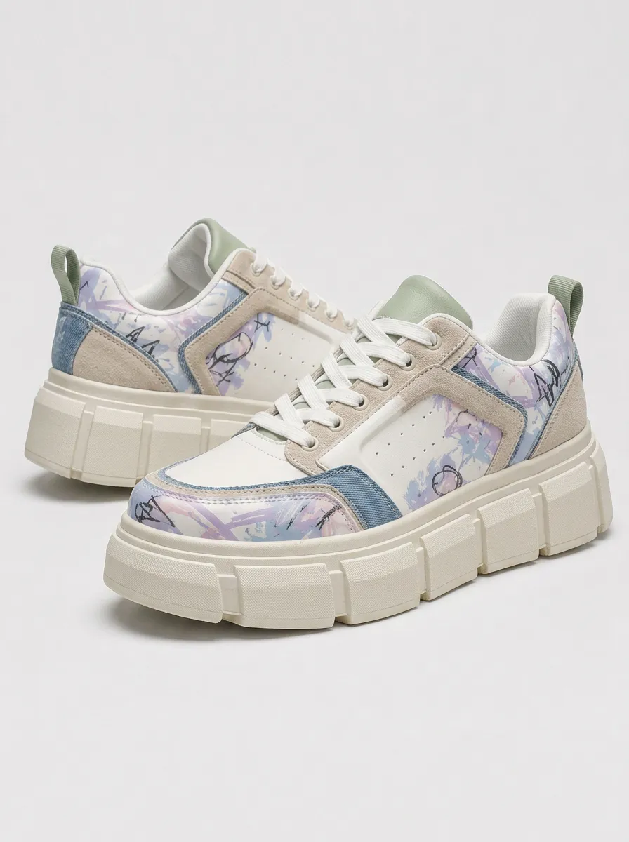 Men's Abstract Graffiti Pastel Patterned Skate Shoes