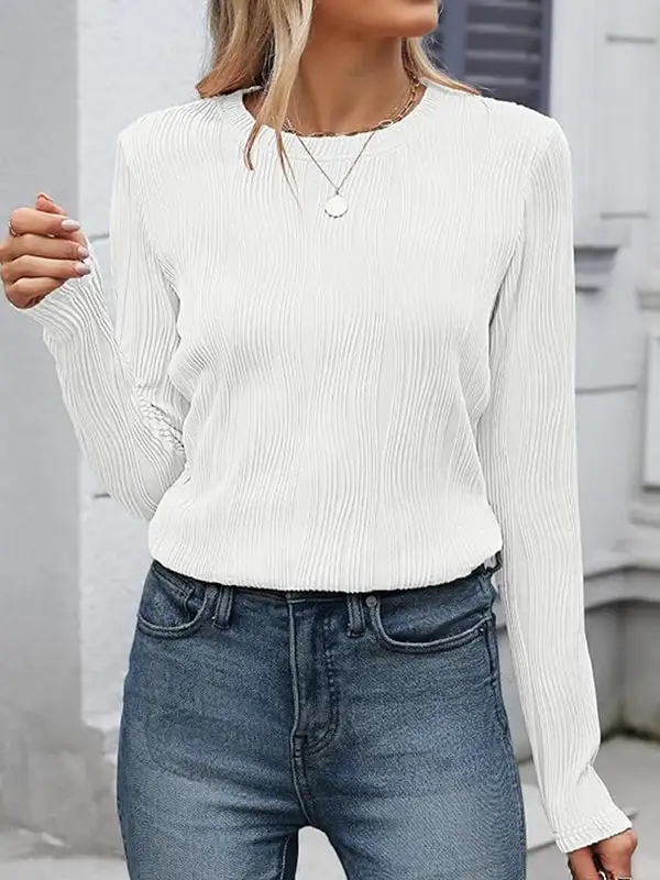 Long Sleeve Relaxed Round Neck Everyday T-Shirt