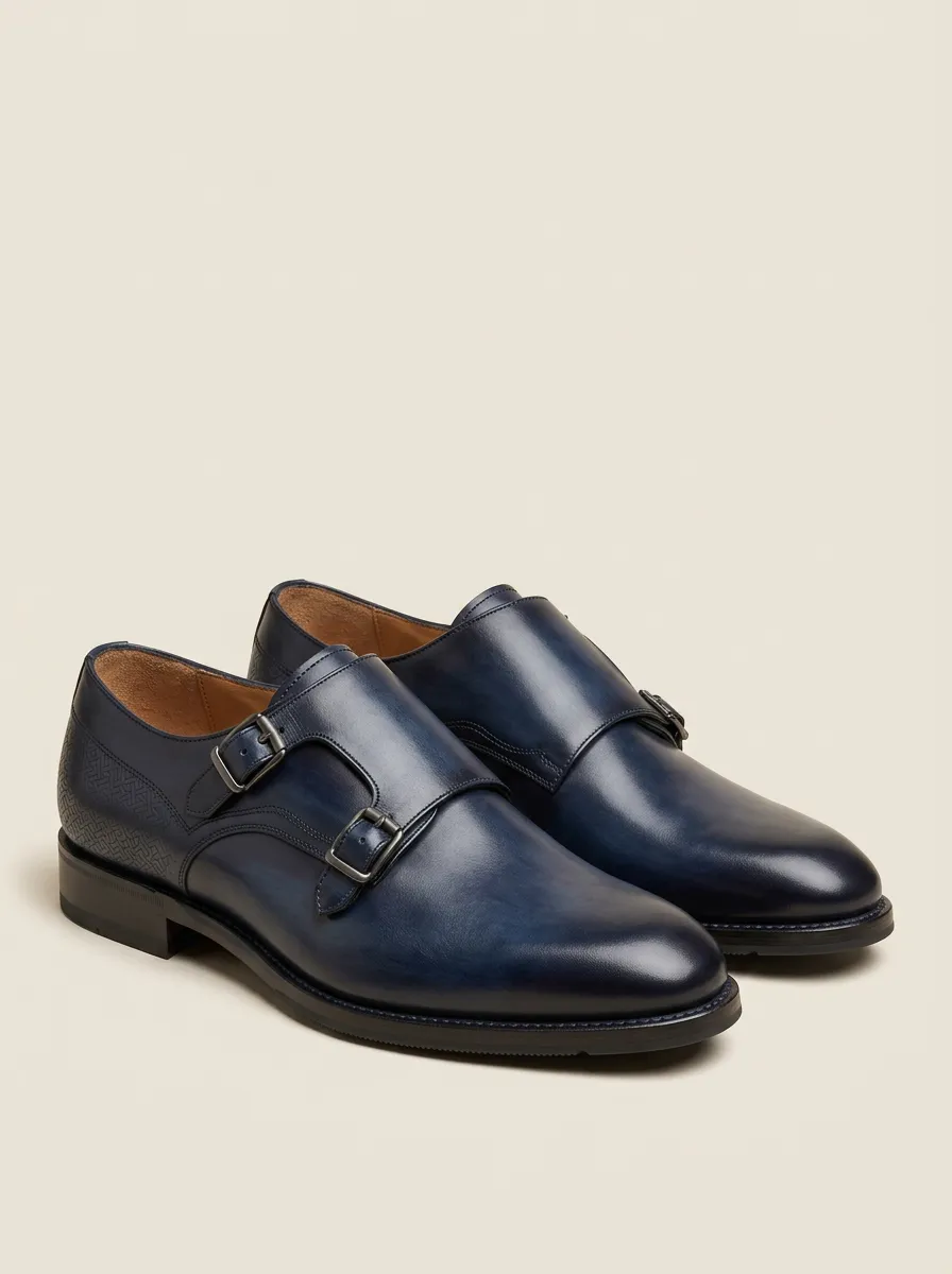 Men's Everyday Business Formal Double Monk Strap Leather Shoes