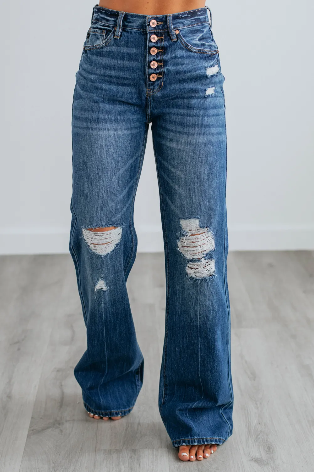 Women's High Rise Wide Leg Rigid Denim Jeans