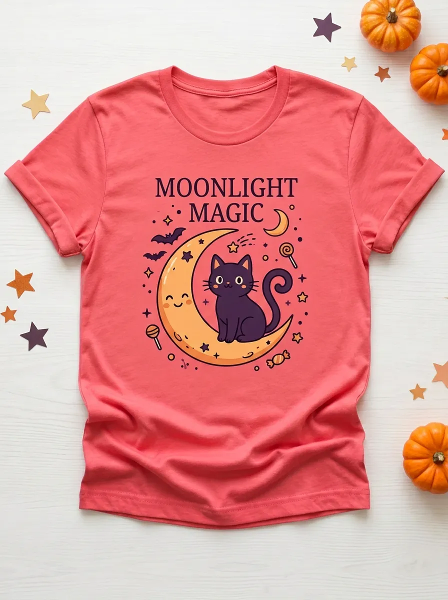 Cat Cat Magic Halloween Graphic T-Shirt