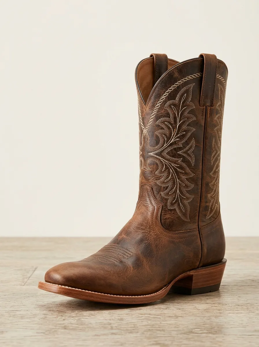 Unisex Western Cowboy Embroidered Distressed Cowboy Boots