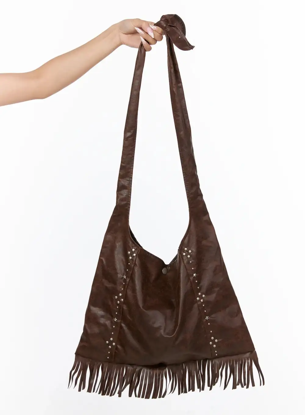 Fringe Studded Shoulder Bag