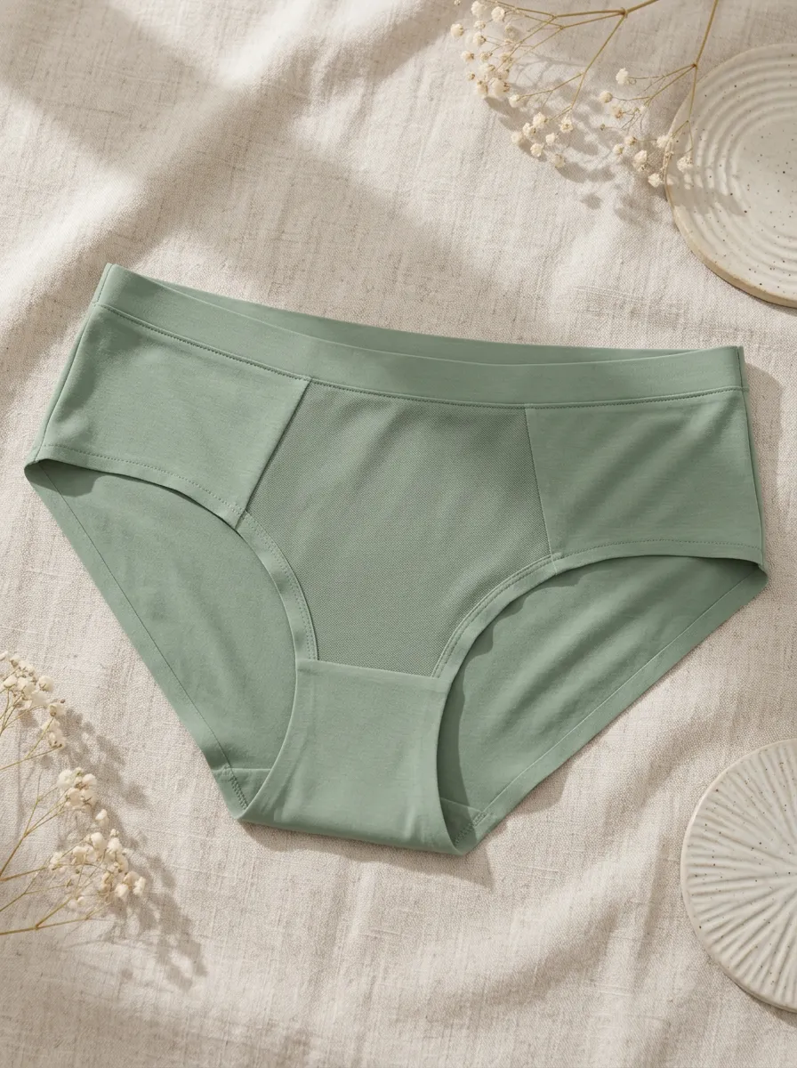 Women's Sage Green Seamless Cotton Printed Panties