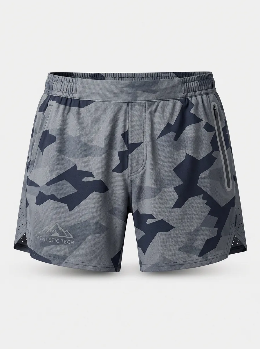 Men's Athletic Tech Camo Printed Breathable Shorts