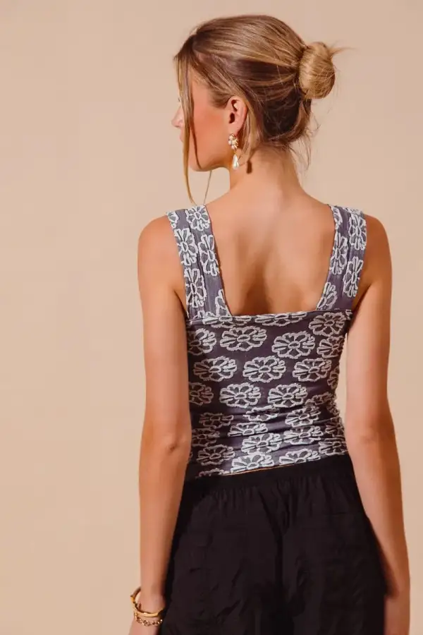 Two Tone Floral Seamless Tank Top