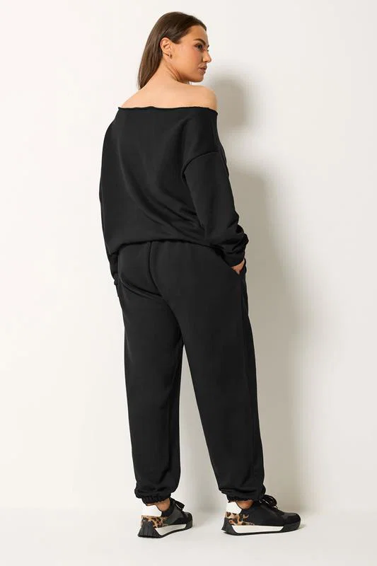 Black 'NYC' Slouch Sweatshirt & Jogger Set detail 2