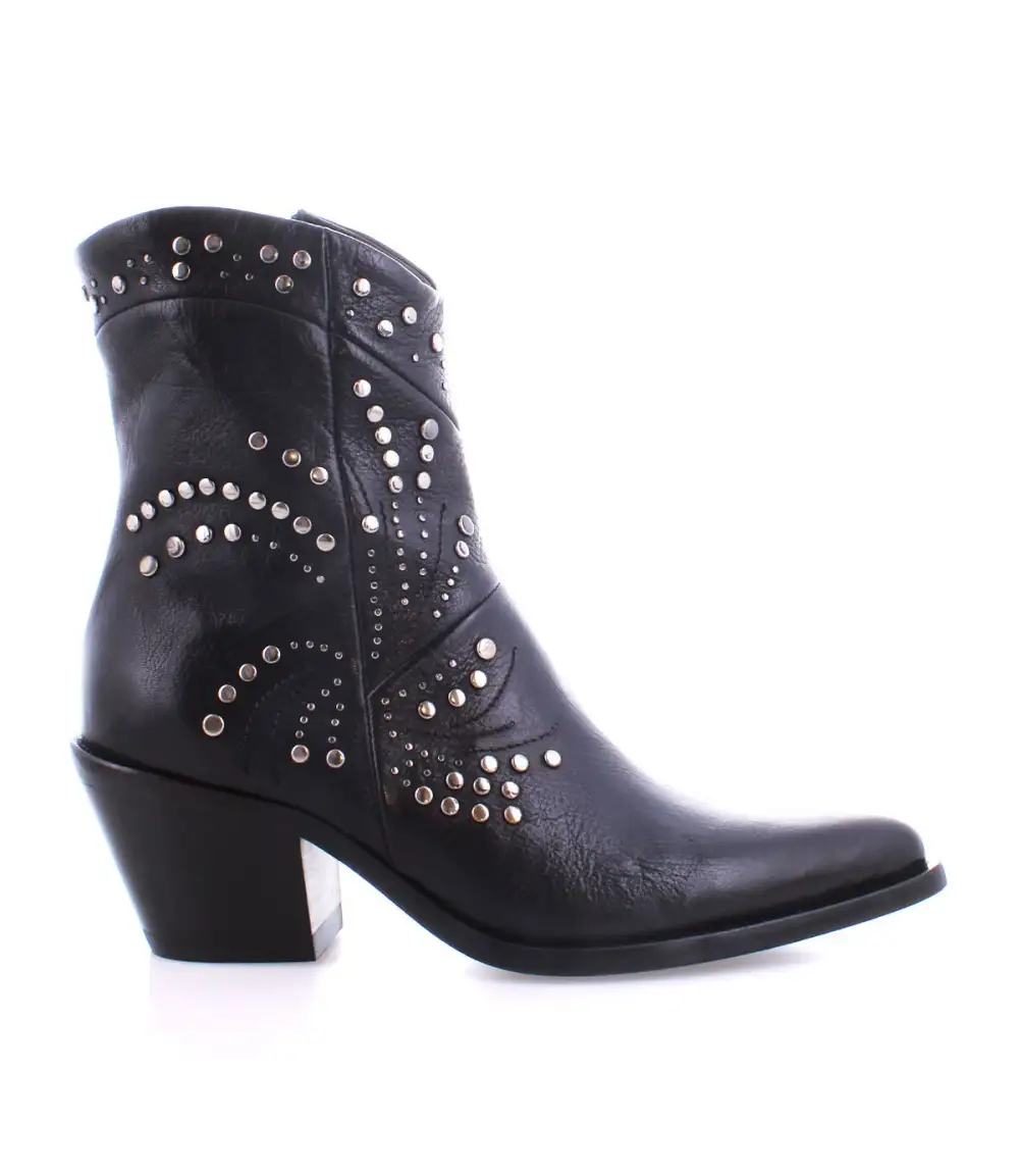 Pointed-Toe Studded Ankle Boots