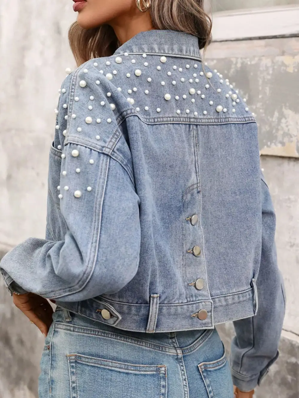 Pearl Embellished Cropped Jacket