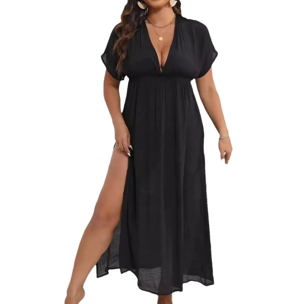 Women's V-Neck Slit Beach Dress