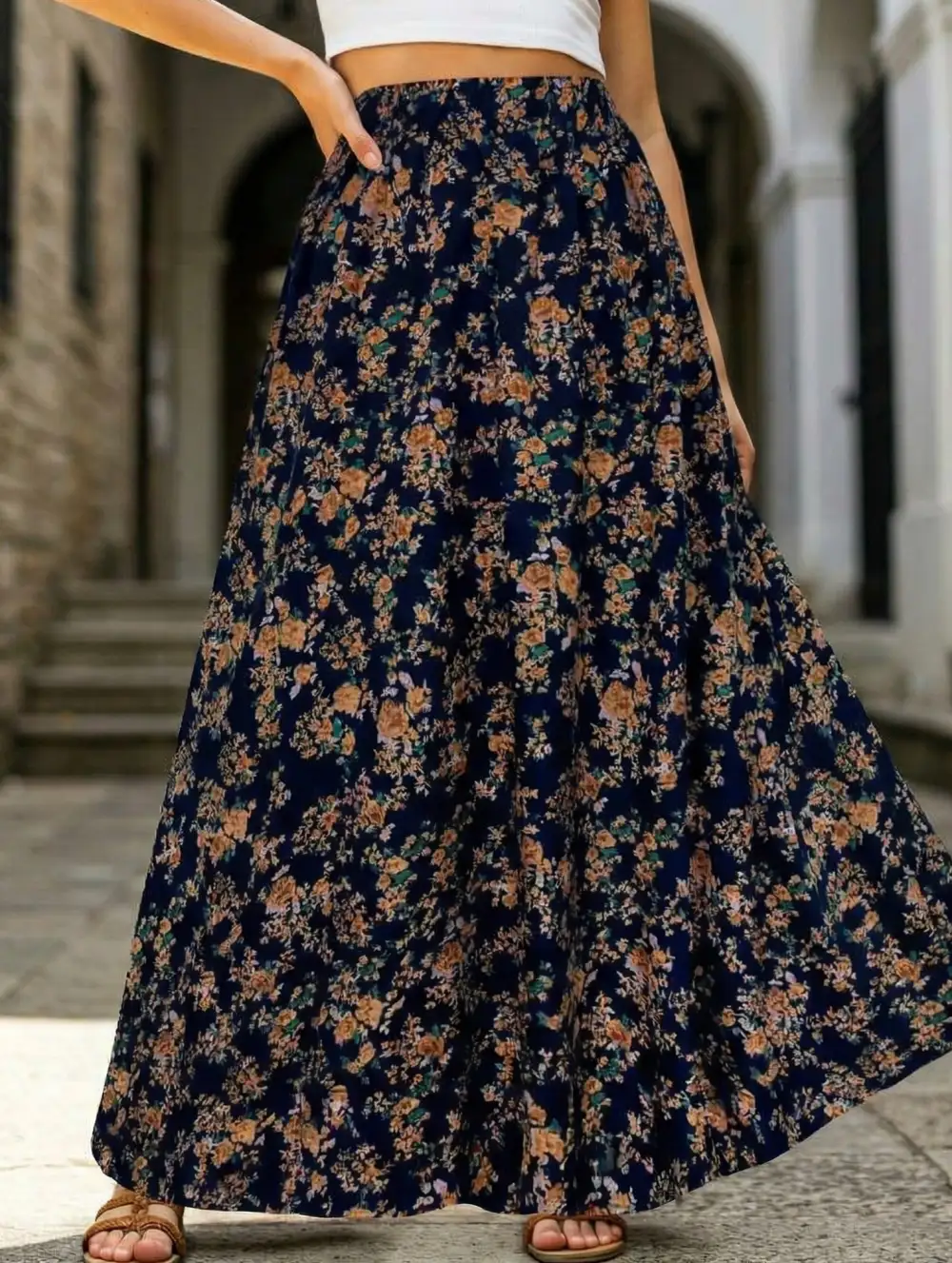 Elegant Printed Midi Skirt