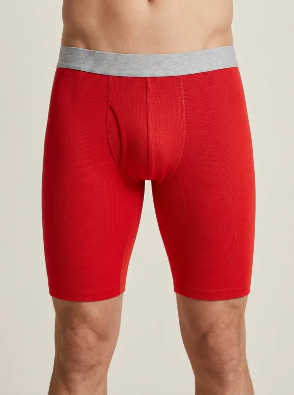 Men's Ribbed Charcoal Grey Elastic Waistband Boxer Briefs