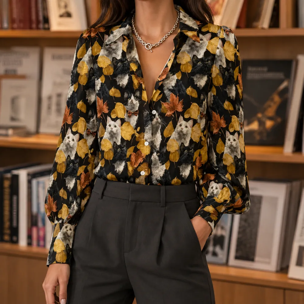 Printed Collared Blouse