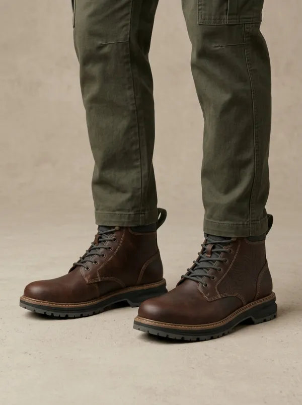 Men's Workwear Hiking Topographic Map Work Boots