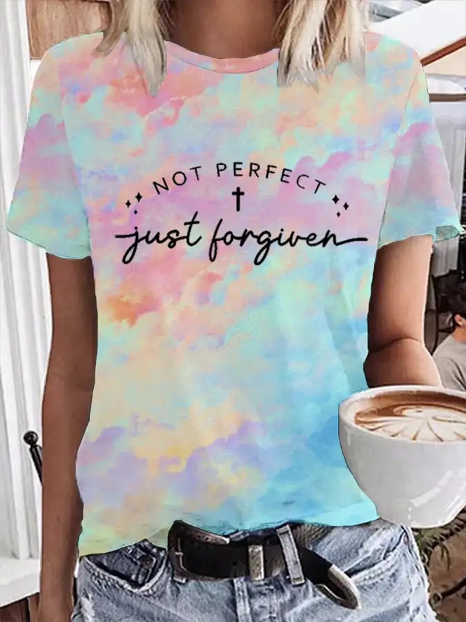 Women's Not Perfect Just Forgiven Tie-dye T-shirts