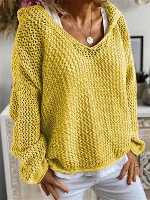 Hooded Openwork Sweater
