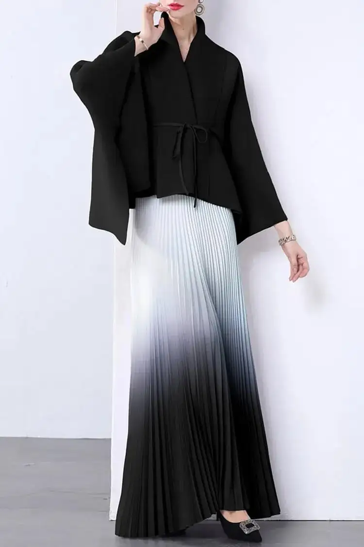 Elegant Pleated Skirt Two-Piece Set