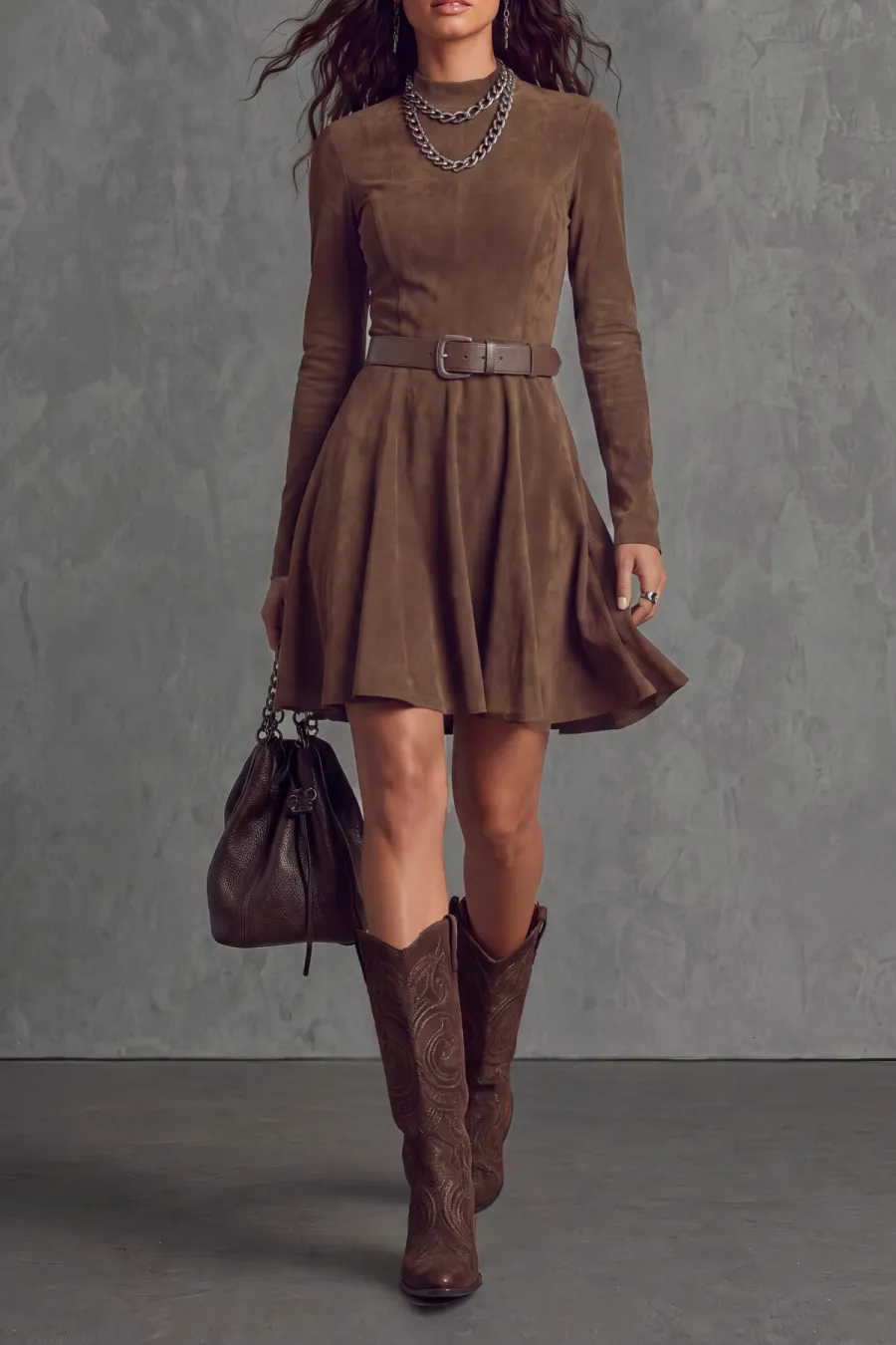High Neck Mini Dress