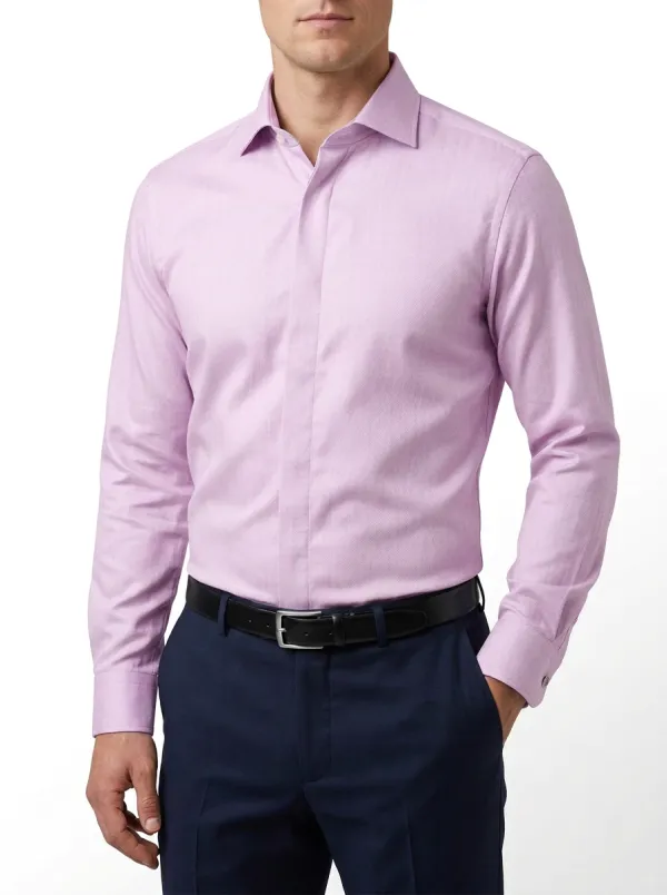 Men's Herringbone Solid Dress Shirt