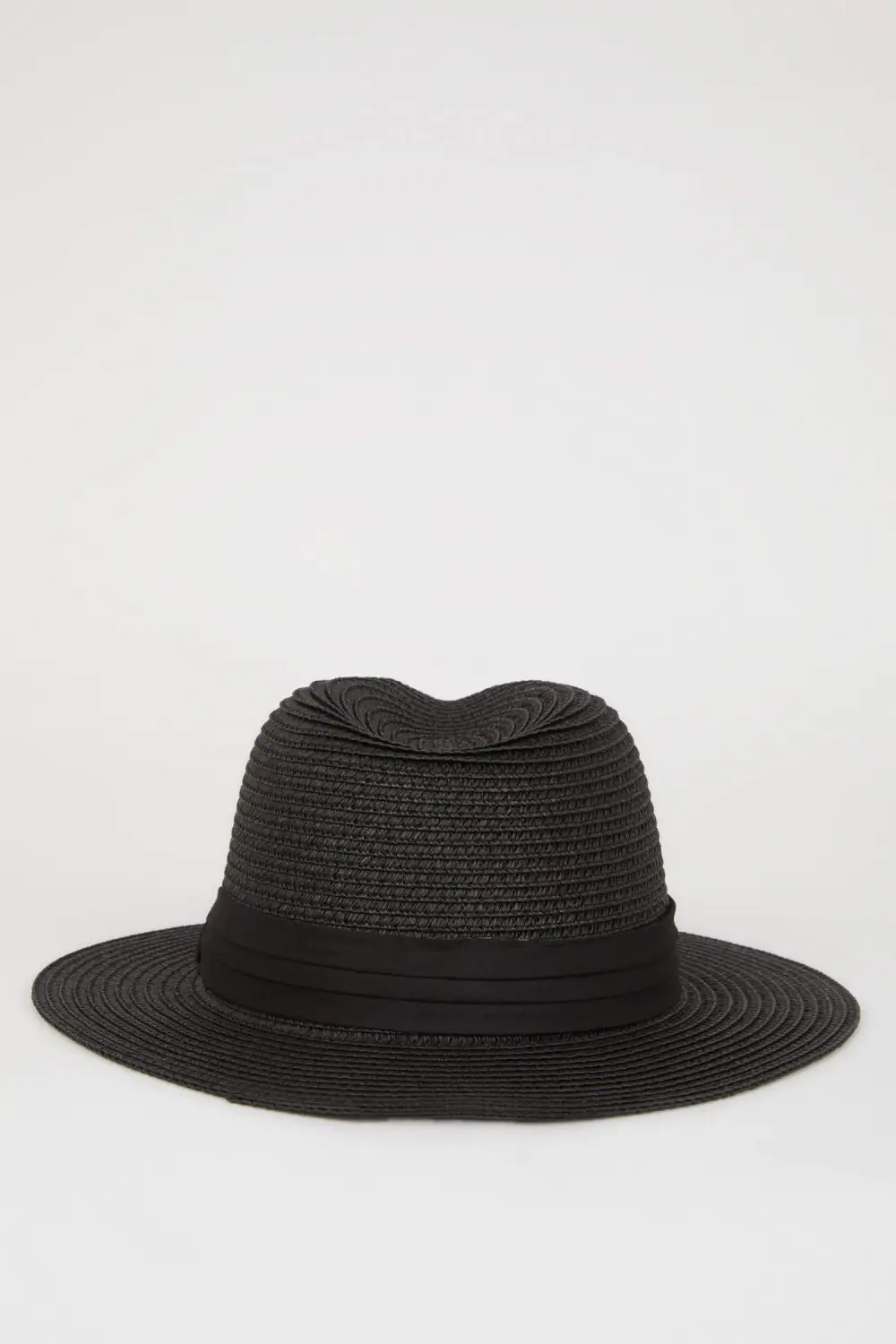 Ladies' Black Ribbon Woven Hat