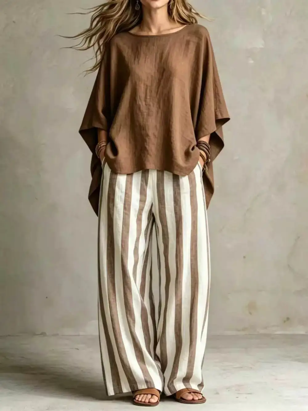 Full Size Solid Color Top and Pants Set Plus