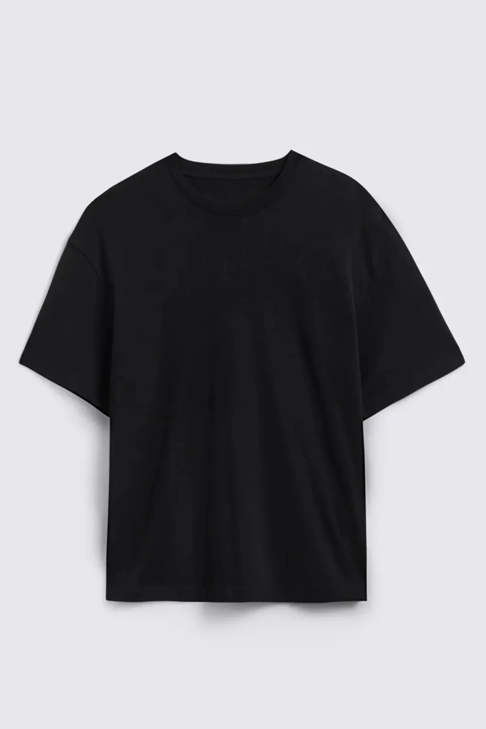Men's Black Heavyweight Round-Neck T-Shirt