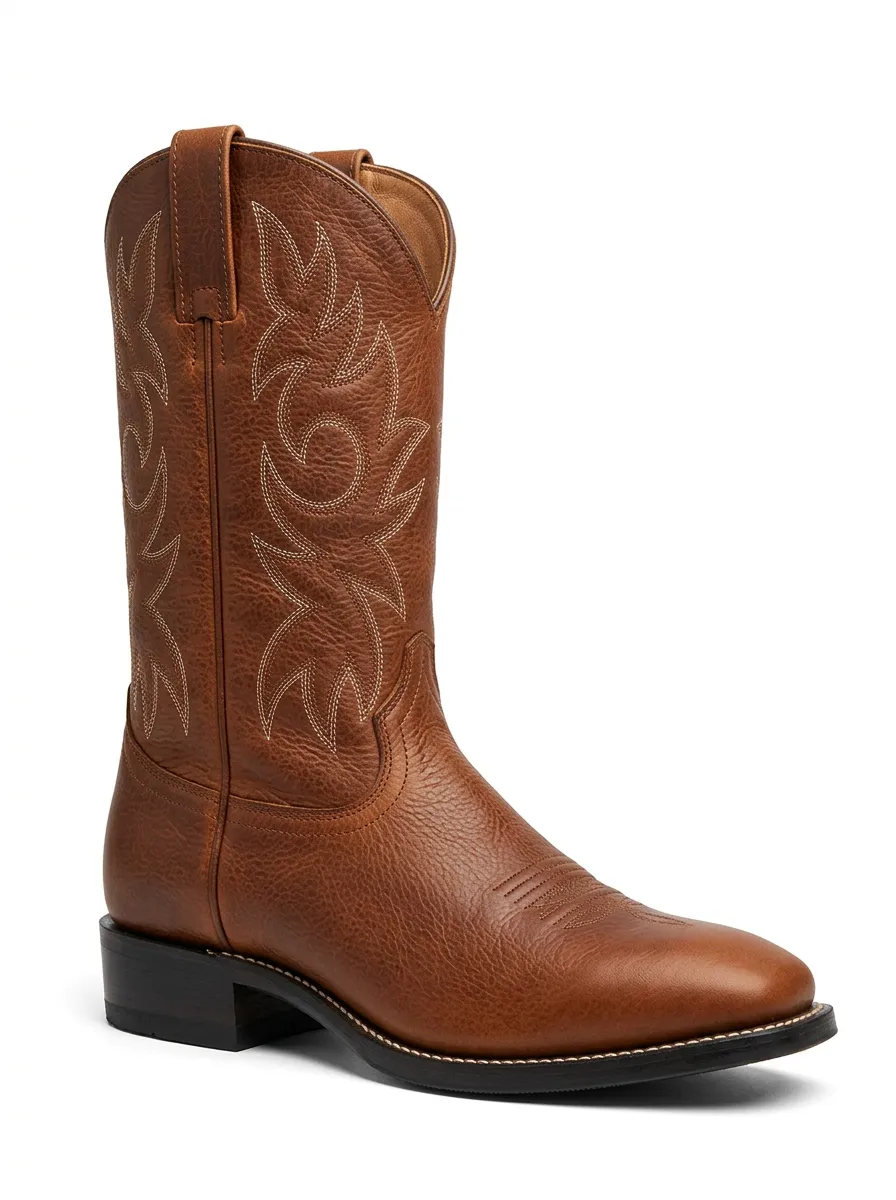 Men's Tonal-Stitch Rounded-Toe Cowboy Boots